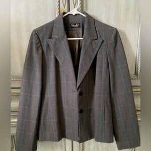 Classic Charcoal Plaid Blazer with red and blue accents